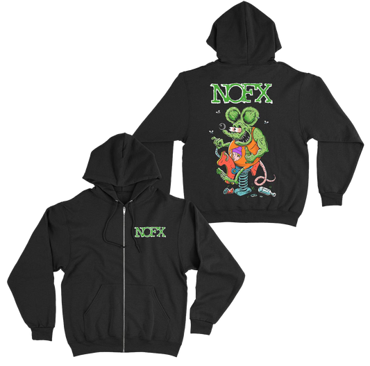 Black Rat Fink Zip Up Hoodie